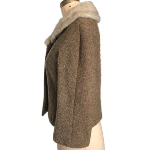 Vintage 50s Eatons fur collar jacket blazer, union made - Picture 2 of 16